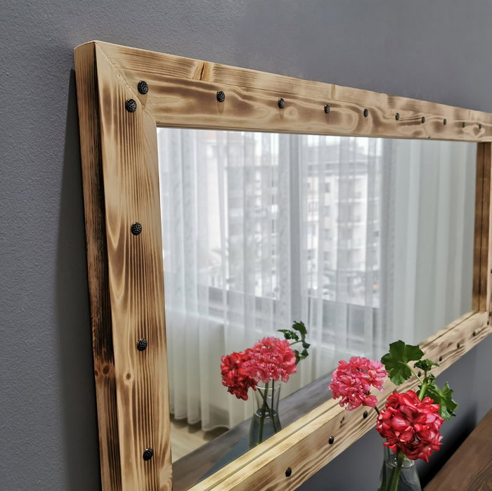 Hanah Home Espejo de Madera Maciza de Pino Nogal Z11050ES Hanah Home Espejo de Madera Maciza de Pino Nogal Z11050ES